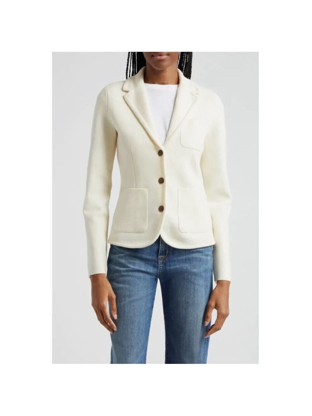 NWT Rag & Bone Alex Off-White Gold Button Blazer M